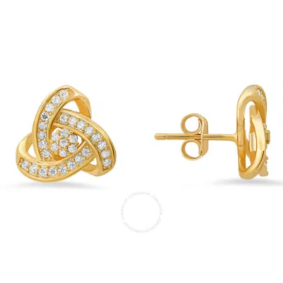 Kylie Harper 14k Gold Over Gold Over Silver Trinity Love Knot Cz Stud Earrings In Gold Tone