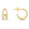 Kylie Harper 14k Gold Over Silver 15mm Double Curve Cz Hoop Earrings