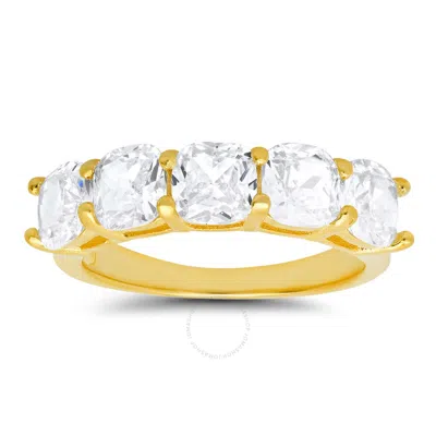 Kylie Harper 14k Gold Over Silver 5-stone Cushion-cut Cubic Zirconia  Cz Ring In Gold Tone