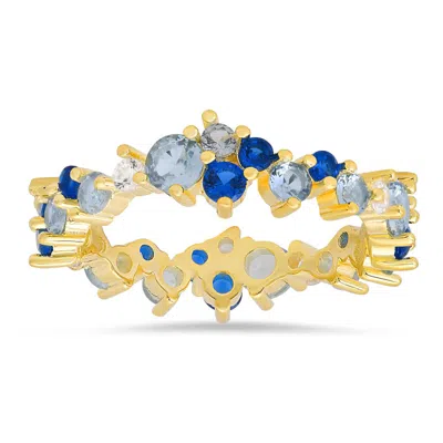 Kylie Harper 14k Gold Over Silver Abstract Blue Sapphire Ombre Eternity Band Ring In Brown
