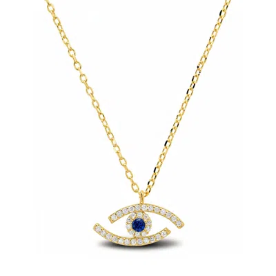 Kylie Harper 14k Gold Over Silver Abstract Cz Evil Eye Pendant