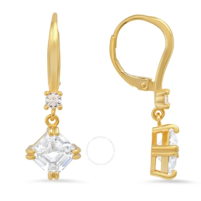 Kylie Harper 14k Gold Over Silver Asscher-cut Cubic Zirconia  Cz Dangle Leverback Earrings In Gold-tone