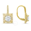 Kylie Harper 14k Gold Over Silver Asscher-cut Cubic Zirconia  Cz Halo Leverback Earrings In Gold-tone