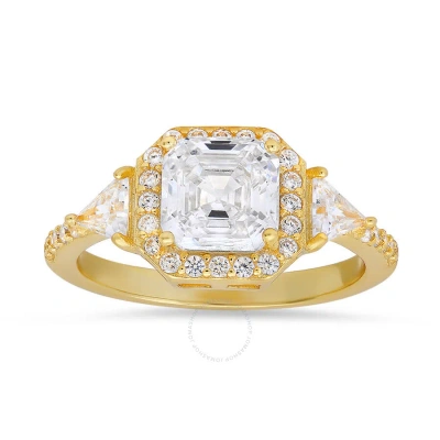 Kylie Harper 14k Gold Over Silver Asscher-cut Halo Cubic Zirconia  Cz Ring In Gold-tone