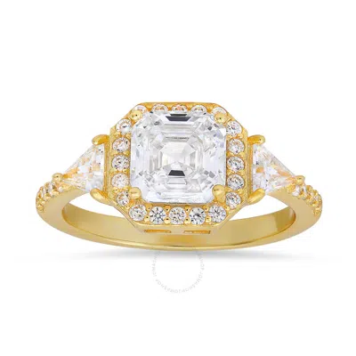 Kylie Harper 14k Gold Over Silver Asscher-cut Halo Cubic Zirconia  Cz Ring In Gold Tone