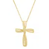Kylie Harper Gold Over Silver Baguette Diamond Cz Cross Pendant In Gold-tone
