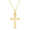 Kylie Harper Gold Over Silver Baguette-cut Diamond Cz Cross Pendant In Gold-tone