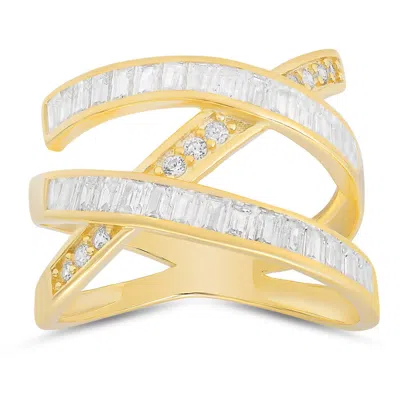 Kylie Harper 14k Gold Over Silver Baguette-cut Cz Highway Statement Ring