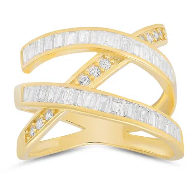 Kylie Harper 14k Gold Over Silver Baguette-cut Cz Highway Statement Ring In ["gold Tone"]