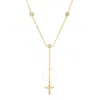 Kylie Harper 14k Gold Over Silver Bezel-set Cz Cross Y Necklace In Gold Tone