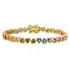 Kylie Harper 14k Gold Over Silver Bezel-set Multi Color Heart Cz Tennis Bracelet In Gold