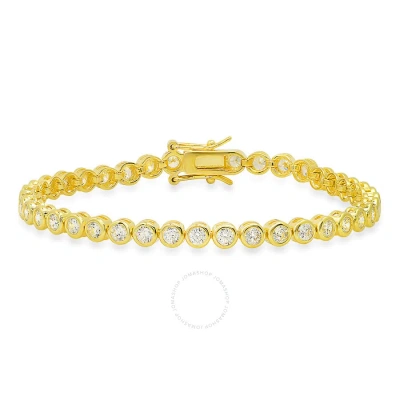 Kylie Harper 14k Gold Over Silver Bezel-set Round Cubic Zirconia  Cz Tennis Bracelet - 7.25" In Gold-tone