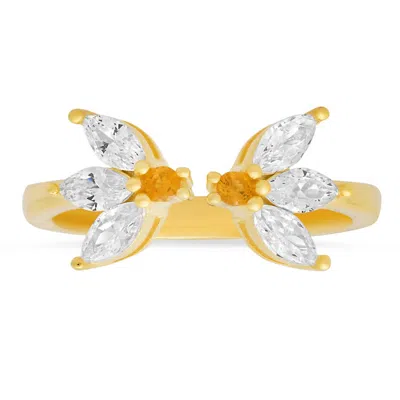 Kylie Harper 14k Gold Over Silver Bumble Bee Bypass Ring In Yellow