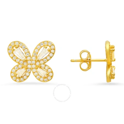 Kylie Harper 14k Gold Over Silver Butterfly Cubic Zirconia  Cz Stud Earrings In Gold-tone