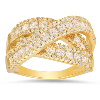 Kylie Harper 14k Gold Over Silver Crossover Highway Statement Ring In Yellow
