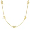 Kylie Harper Gold Over Silver Diamond Cz Butterfly Station Necklace In Gold-tone