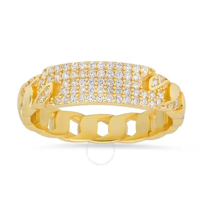 Kylie Harper 14k Gold Over Silver Cubic Zirconia  Cz Curb Link Id Ring In Gold Tone
