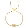 Kylie Harper Gold Over Silver Cubic Zirconia Cz Evil Eye Adjustable Bracelet In Gold-tone