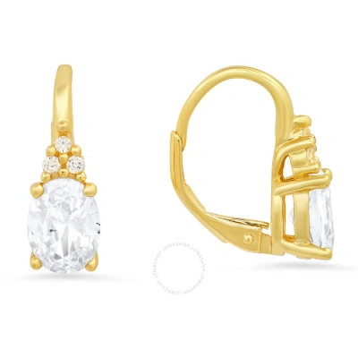 Kylie Harper 14k Gold Over Silver Cubic Zirconia  Cz Leverback Earrings In Gold-tone