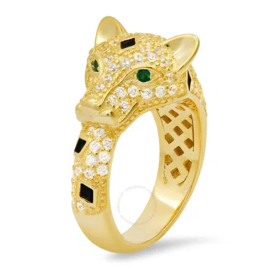 Kylie Harper 14k Gold Over Silver Cubic Zirconia  Cz Panther Ring In Gold Tone