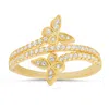 Kylie Harper 14k Gold Over Silver Cz Butterfly Crossover Ring In Gold Tone