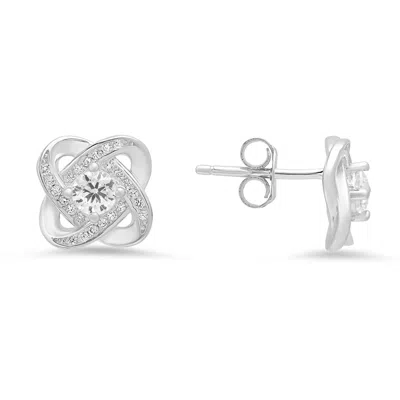 Kylie Harper 14k Gold Over Silver Cz Love Knot Stud Earrings