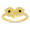 Kylie Harper 14k Gold Over Silver Cz Owl Ring In Gold Tone