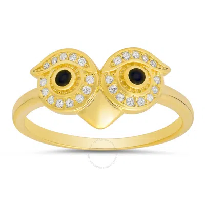 Kylie Harper 14k Gold Over Silver Cz Owl Ring In Gold Tone
