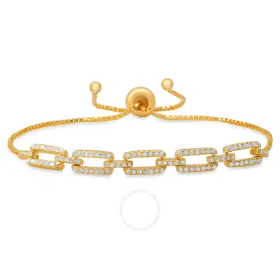Kylie Harper 14k Gold Over Silver Cz Paperclip Adjustbale Bracelet