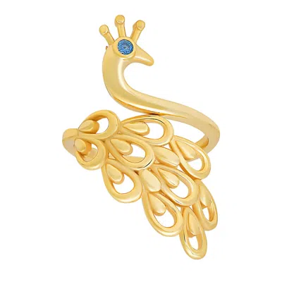 Kylie Harper 14k Gold Over Silver Cz Peacock Ring In Yellow