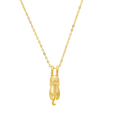 Kylie Harper 14k Gold Over Silver Dangling Kitty Cat Pendany Necklace