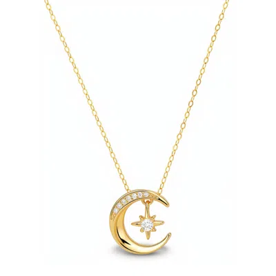 Kylie Harper 14k Gold Over Silver Dangling Moon & Star Cz Pendant