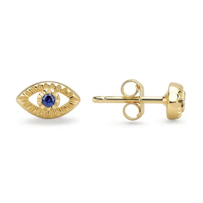 Kylie Harper 14k Gold Over Silver Diamond-cut Petite Evil Eye Cz Stud Earrings
