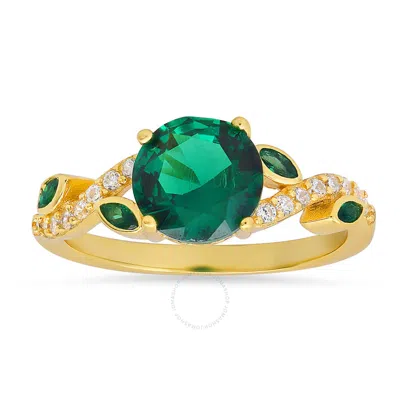 Kylie Harper 14k Gold Over Silver Emerald Cz Floral Ring In Gold Tone