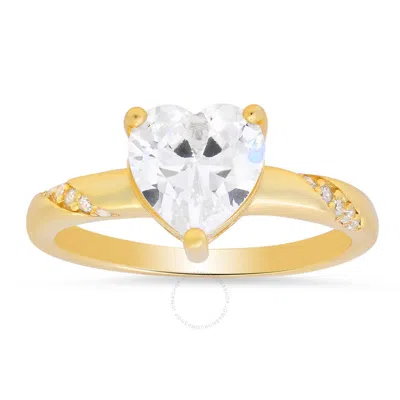 Kylie Harper 14k Gold Over Silver Heart-cut Cubic Zirconia  Cz Ring In Gold Tone