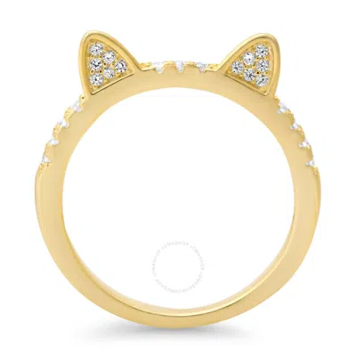 Kylie Harper 14k Gold Over Silver Kitty Cat Cz Band Ring In Gold Tone
