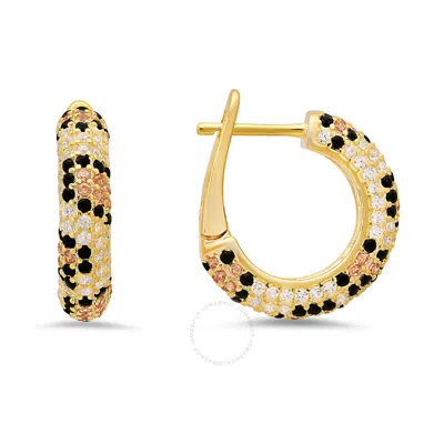 Kylie Harper 14k Gold Over Silver Leopard Skin Pave Cz Hoop Earrings
