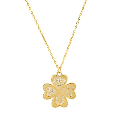 Kylie Harper 14k Gold Over Silver 'lucky Charm' Clover Cz Pendant Necklace