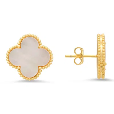 Kylie Harper 14k Gold Over Silver Mother Of Pearl Clover Earrings