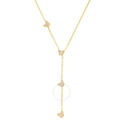 Kylie Harper 14k Gold Over Silver Mother Of Pearl Floating Butterfly Y Necklace In Gold Tone
