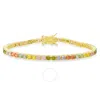 Kylie Harper 14k Gold Over Silver Multi-color Cubic Zirconia  Cz Tennis Bracelet - 7.25" In Gold Tone