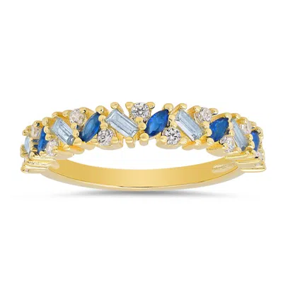 Kylie Harper 14k Gold Over Silver Multi Shape Blue Sapphire Ombre Band Ring In ["gold Tone"]