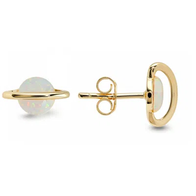 Kylie Harper 14k Gold Over Silver Opal Saturn Celestial Stud Earrings
