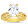 KYLIE HARPER KYLIE HARPER 14K GOLD OVER SILVER OVAL-CUT CUBIC ZIRCONIA  CZ 2PC STACKABLE RING SET