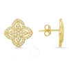 KYLIE HARPER KYLIE HARPER 14K GOLD OVER SILVER PAVE CUBIC ZIRCONIA  CZ FLORAL STUD EARRINGS