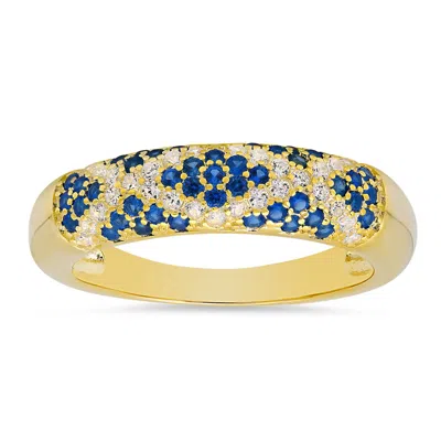 Kylie Harper 14k Gold Over Silver Pave Sapphire X Band Ring