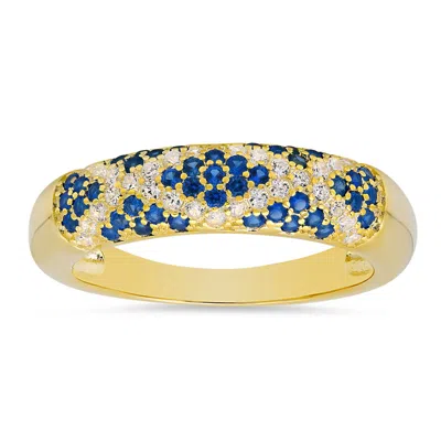 Kylie Harper 14k Gold Over Silver Pave Sapphire X Band Ring In ["gold Tone"]