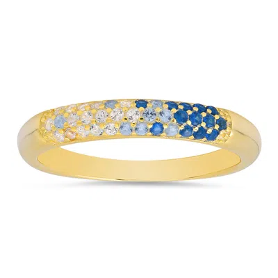 Kylie Harper 14k Gold Over Silver Petite Blue Sapphire Ombre Pave Cz Band Ring In ["gold Tone"]