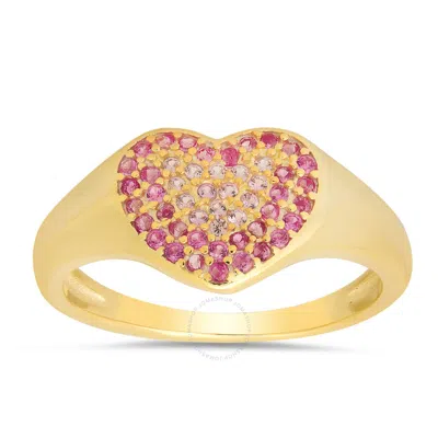 Kylie Harper 14k Gold Over Silver Pink Ombre Cz Heart Ring In Gold Tone