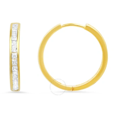 Kylie Harper 14k Gold Over Silver Princess-cut Cubic Zirconia  Cz Hoop Earrings In Gold-tone